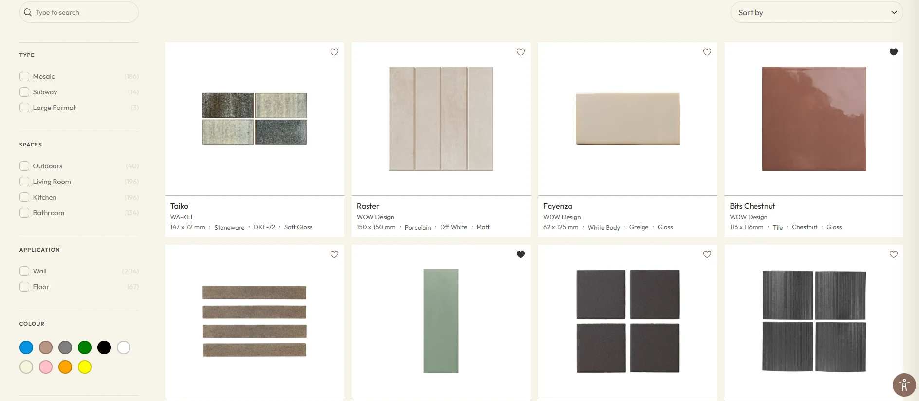 ODE catalogue page with filter sidebar and product grid